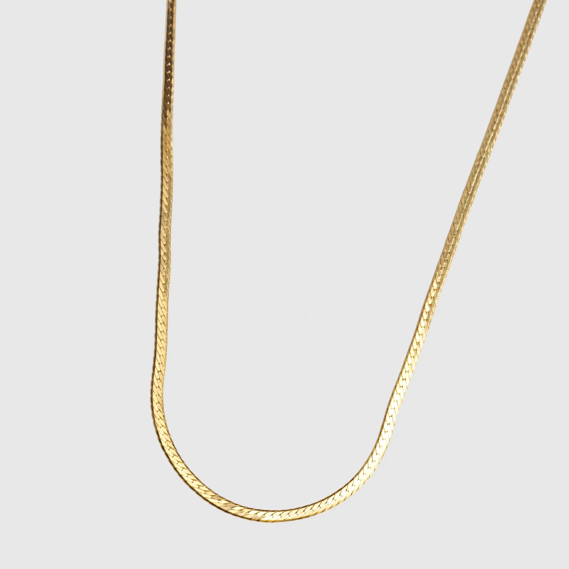 Thin Herringbone Chain Necklace (Gold) - Image 2