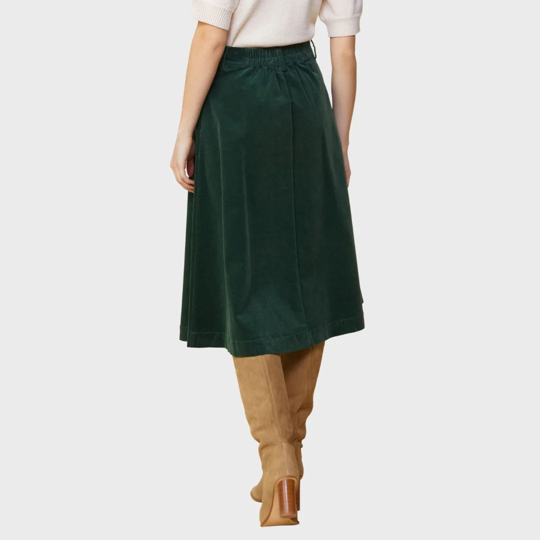 High Waisted Corduroy Skirt (Gemstone Green) - Image 3