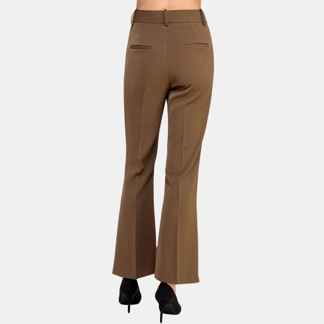 High-Waisted Flared Trousers (Mocha) - Image 3