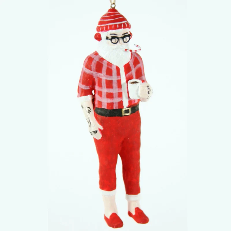 Hipster Santa Ornament