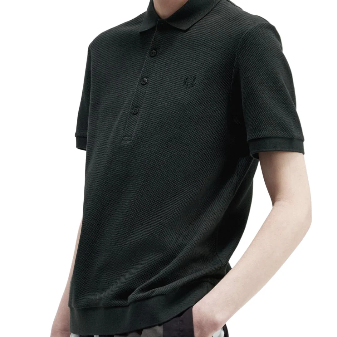 Honeycomb Cotton Polo Shirt (Night Green) - Image 3