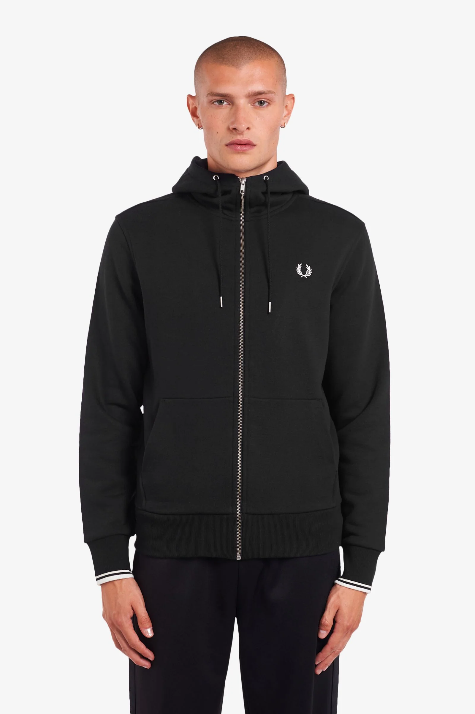 Hooded Zip Through Sweater (Black) - Image 3