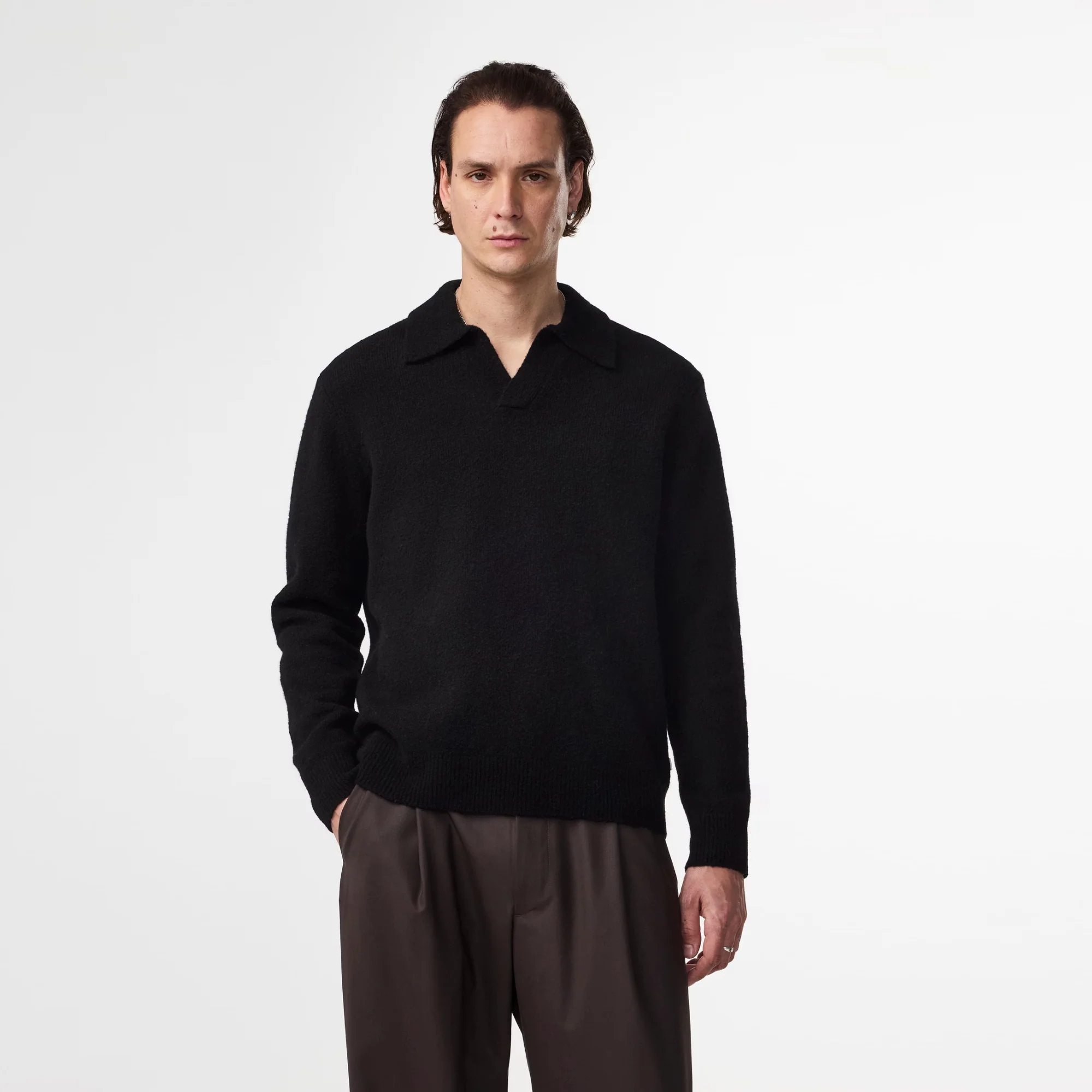 Hope 6683 Boucle Yarn Polo (Black)