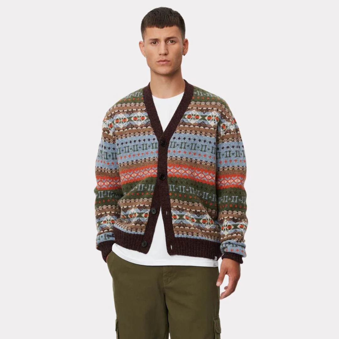 Hordur Fair Isle Cardigan (Mountain Grey + Sky Blue)