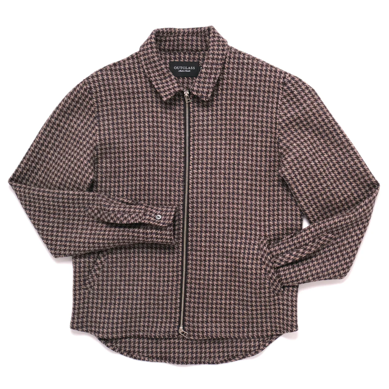 Houndstooth Wool Zip-Up Shirt - Image 2