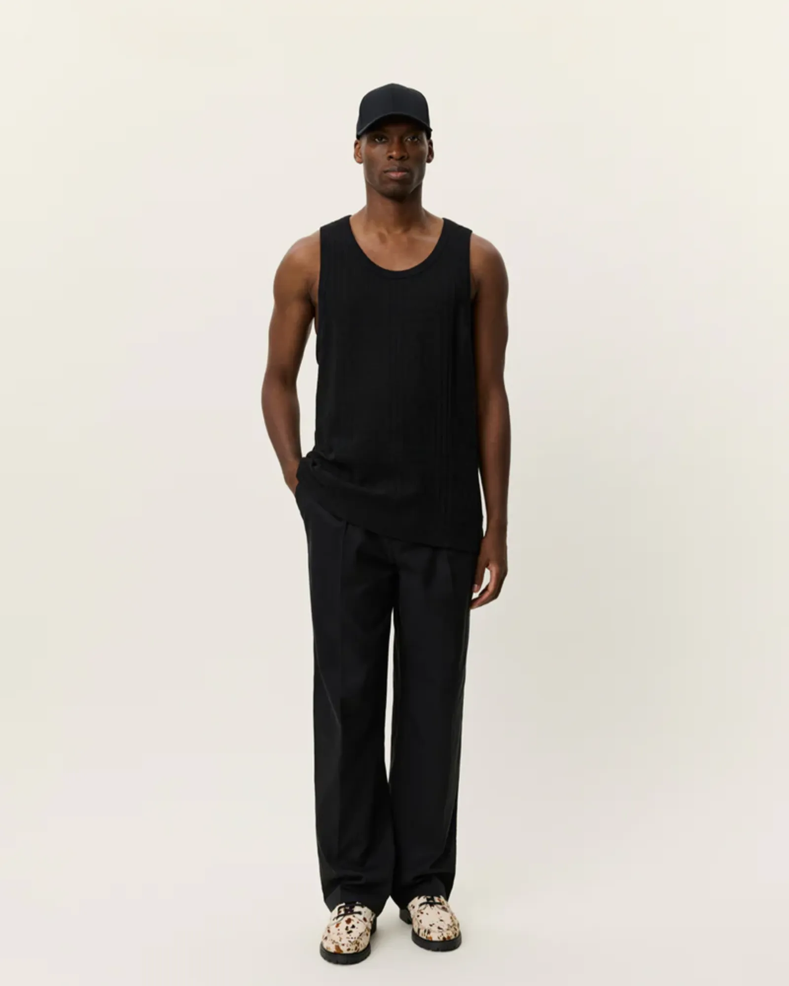 Huxley Pointelle Tank Top (Black) - Image 2