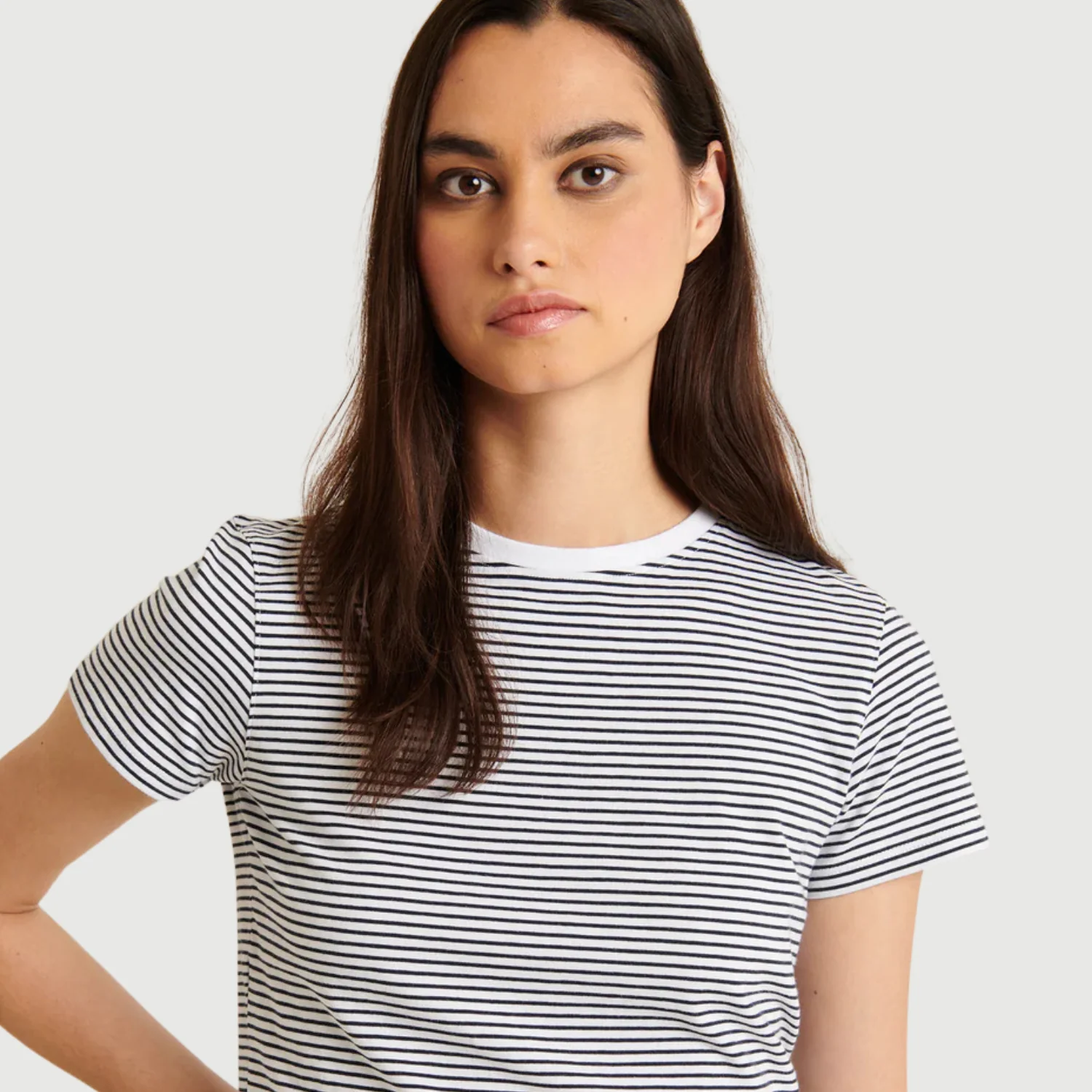 Iconic Mini Stripe Crew (White) - Image 2