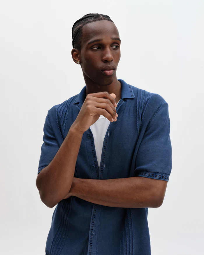 Ivy Dyed Cotton Shirt (Blue) - Image 2