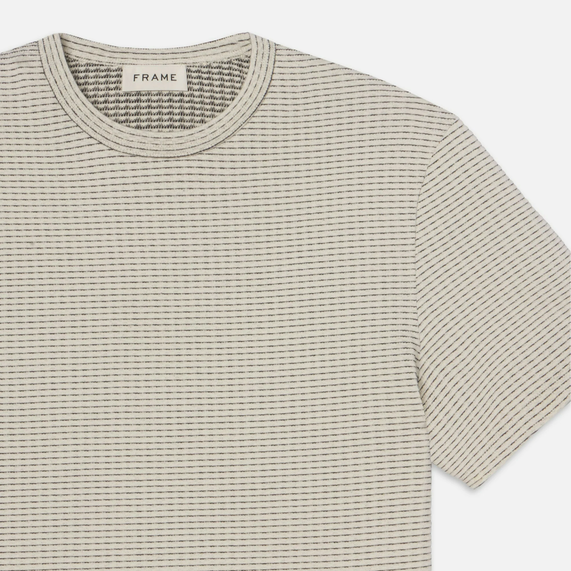 Jacquard Stripe Tee (White + Navy) - Image 3