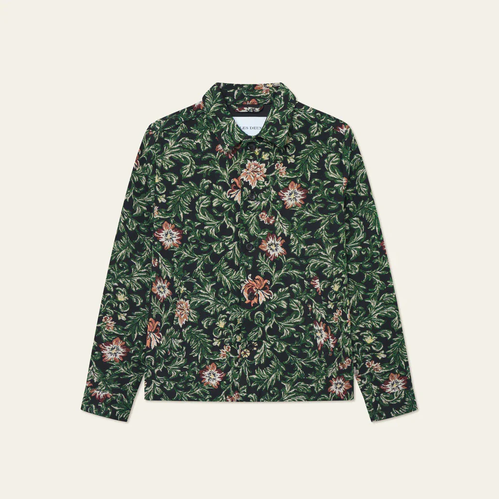 Jaiden Flower Jacquard Overshirt (Black) - Image 4