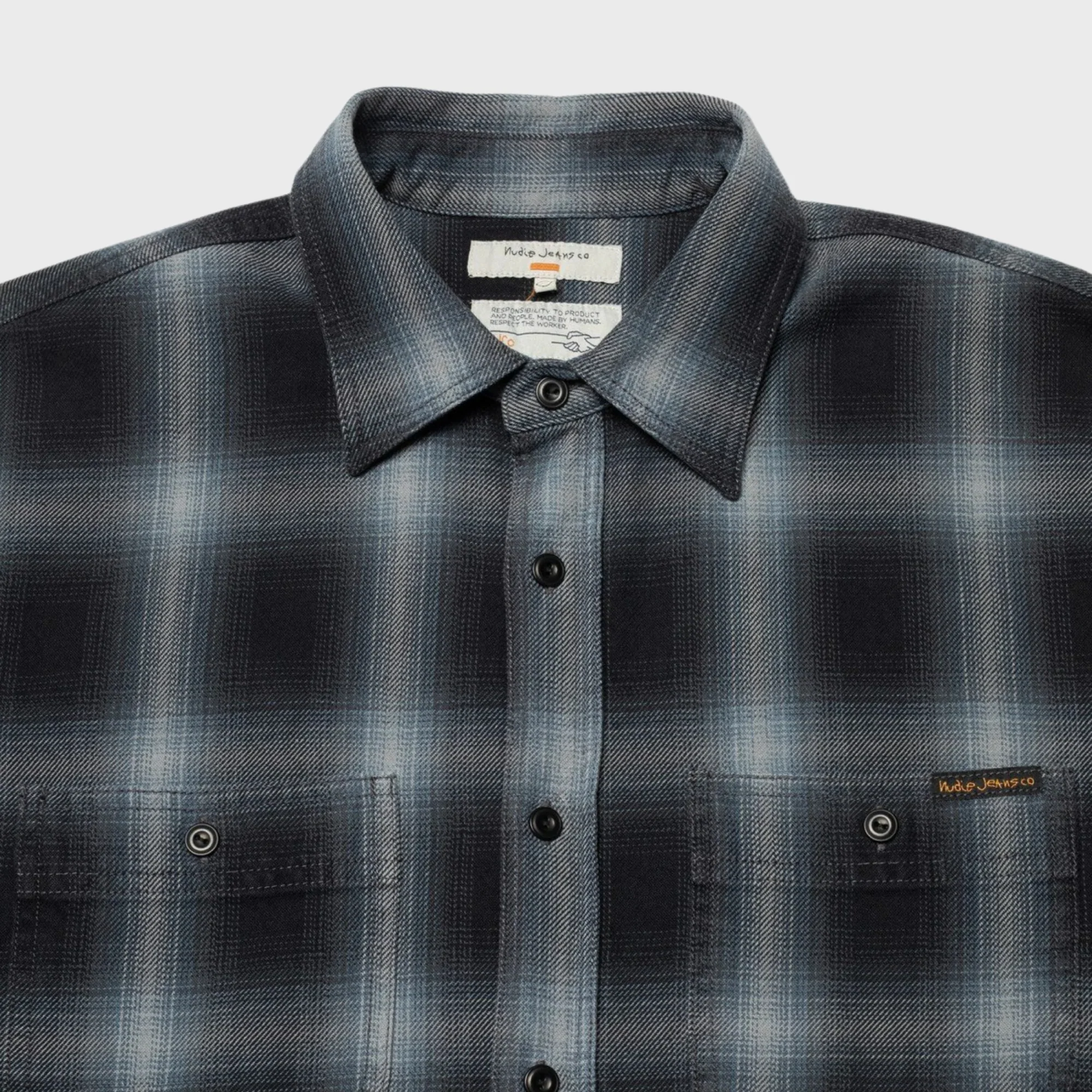 Julian Worker Shadow Check Shirt (Black) - Image 2