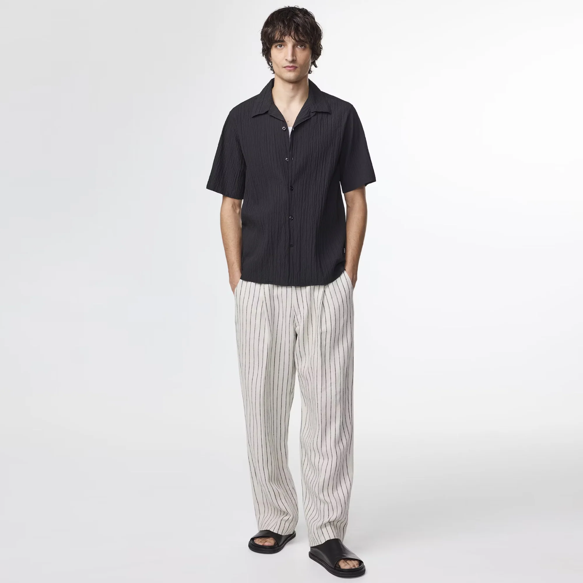 Julio 5721 Seersucker Shirt (Black) - Image 2