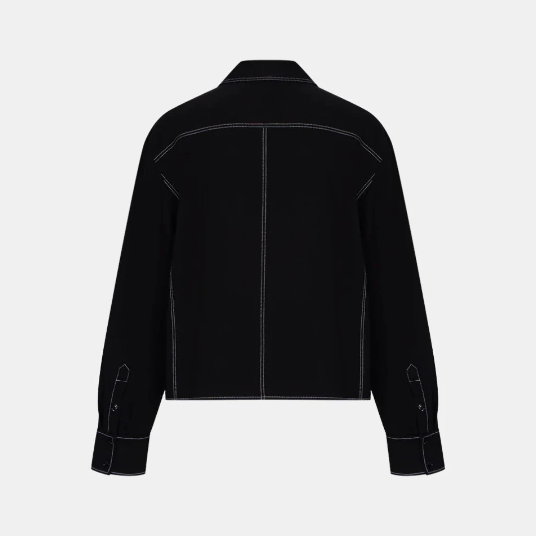 Juni Contrast Stitch Long Sleeve Jacket (Black) - Image 2