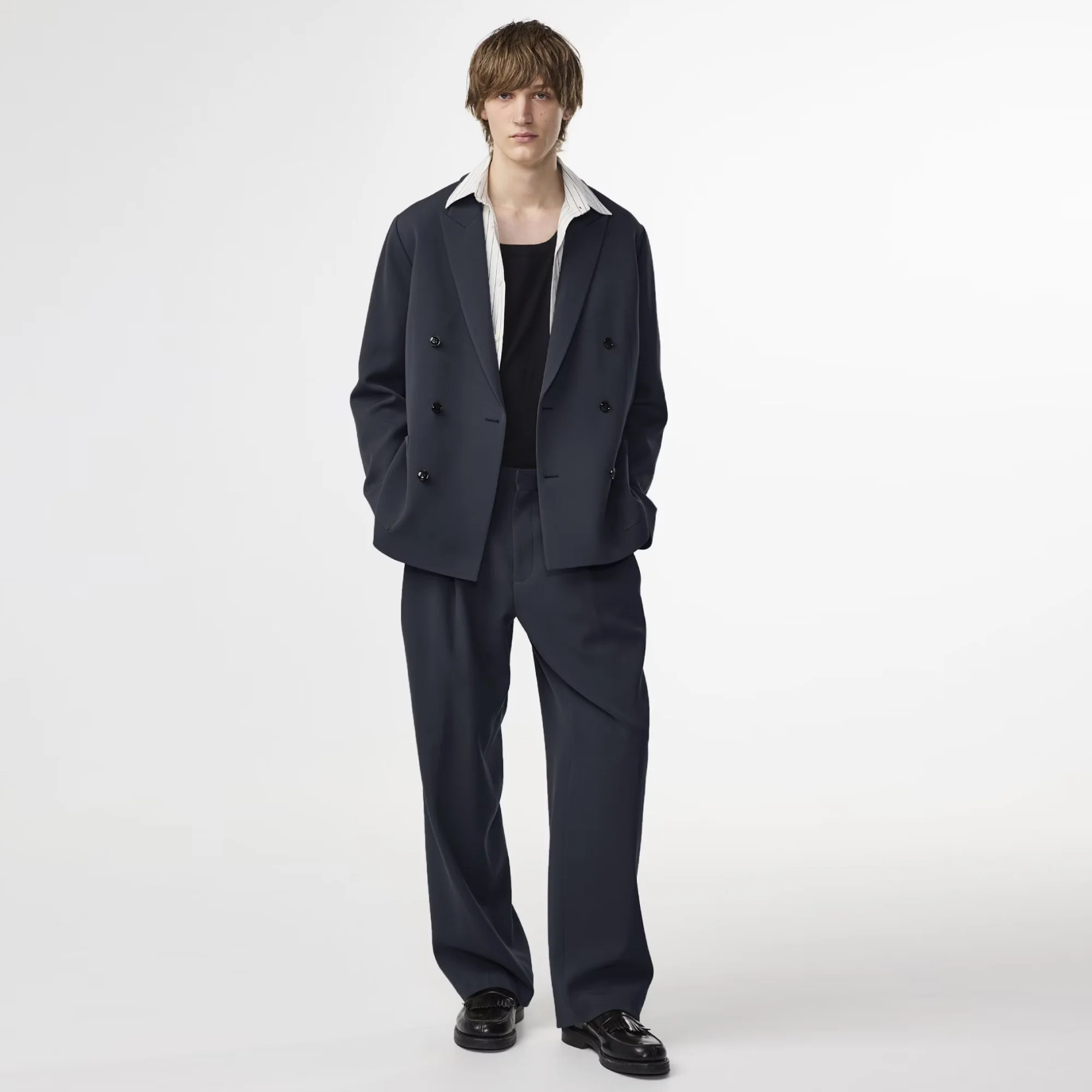 Justin 10002 Herringbone Relaxed Fit Pant (Deep Navy)