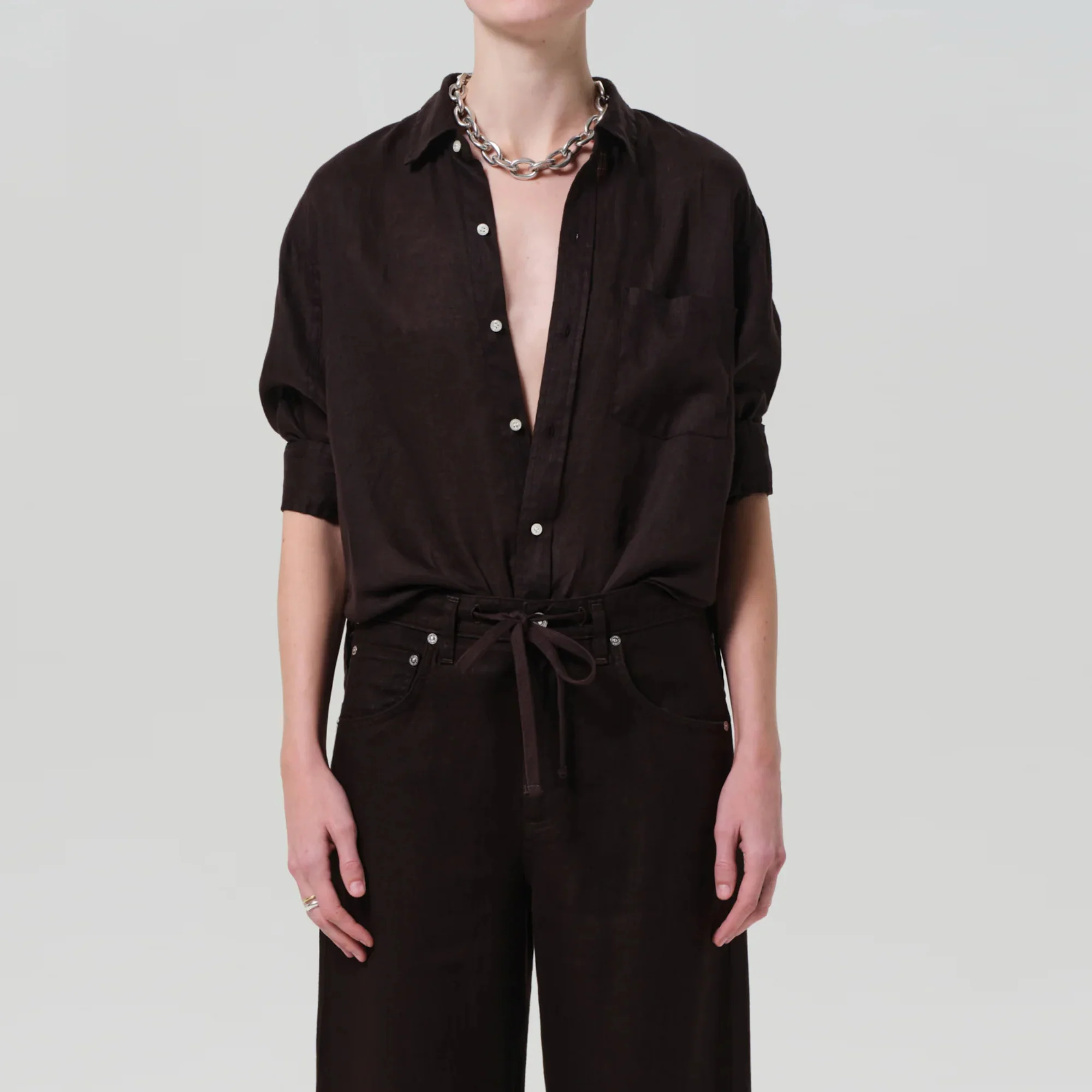 Kayla Shrunken Shirt (Chocolate)