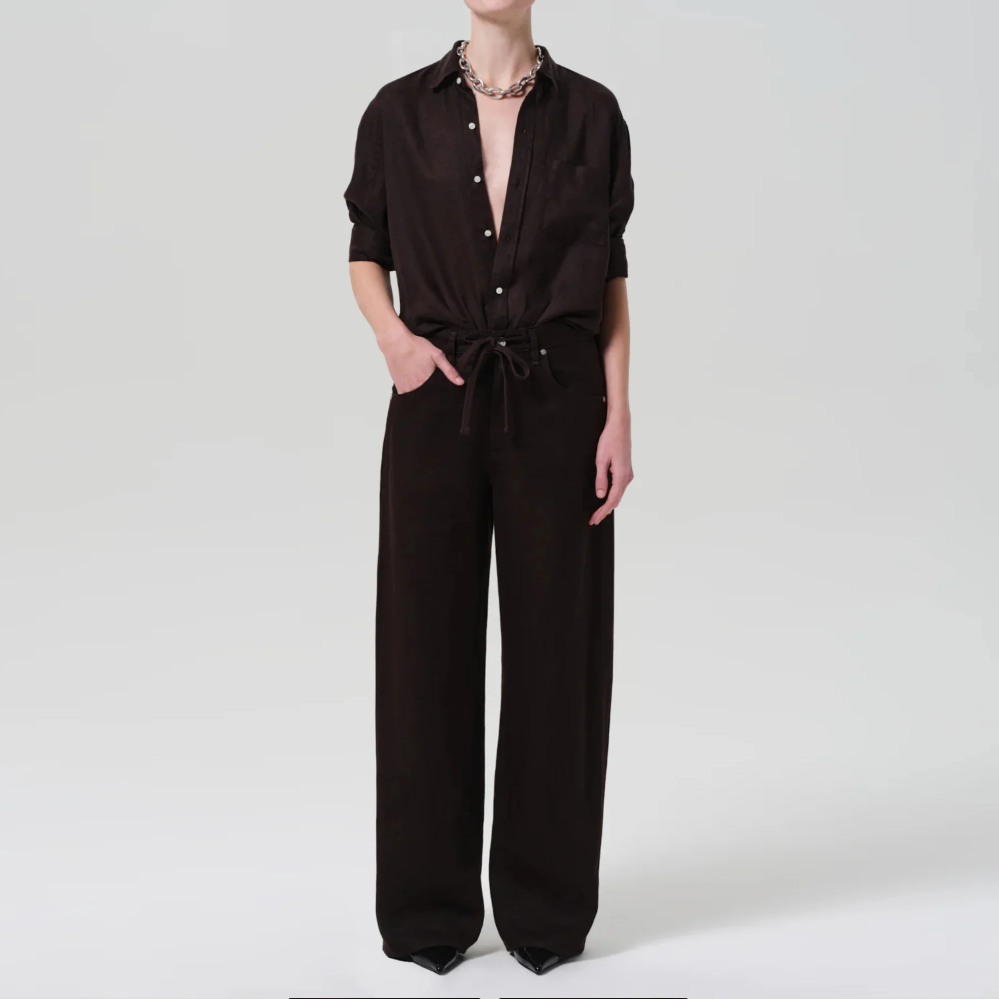 Kayla Shrunken Shirt (Chocolate) - Image 3