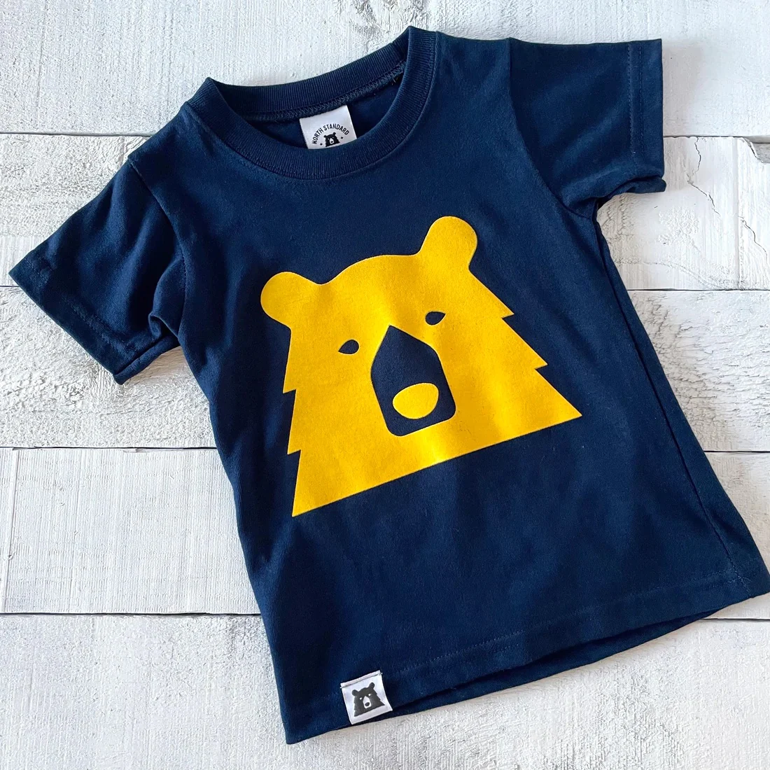 Kids Big Bear Tee (Navy + Golden Yellow)