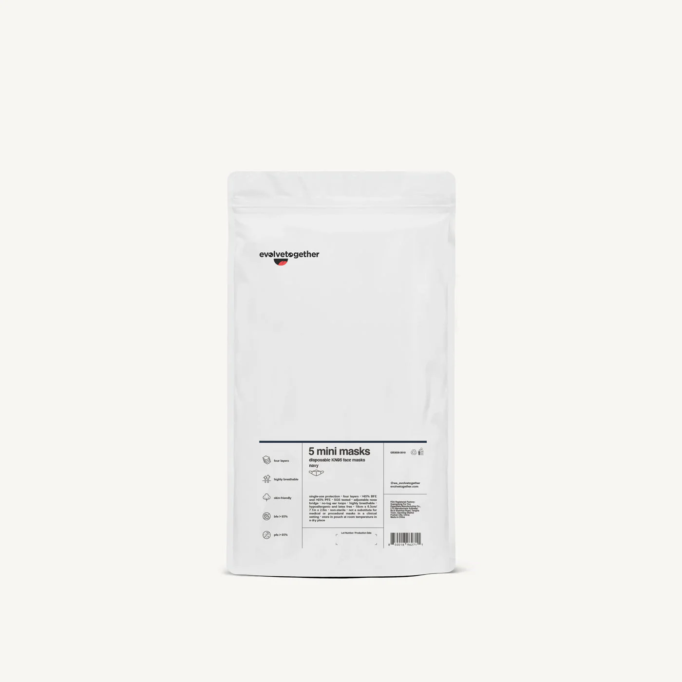 Kids KN95 Face Mask 5 Pack (Navy) - Image 3