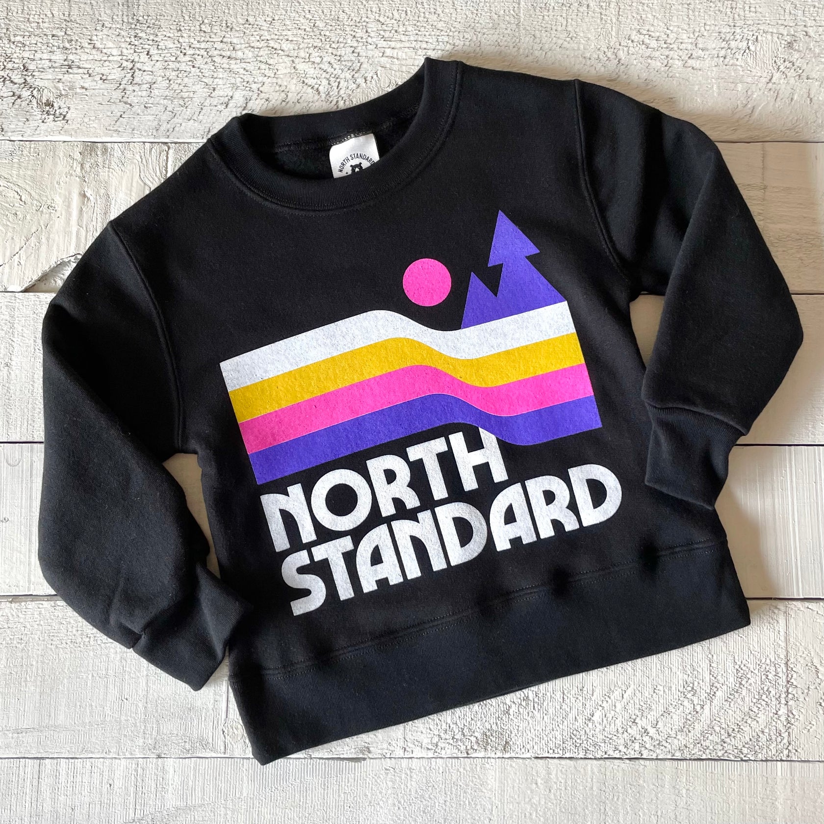 Kids Waves Crew Sweatshirt (Black)