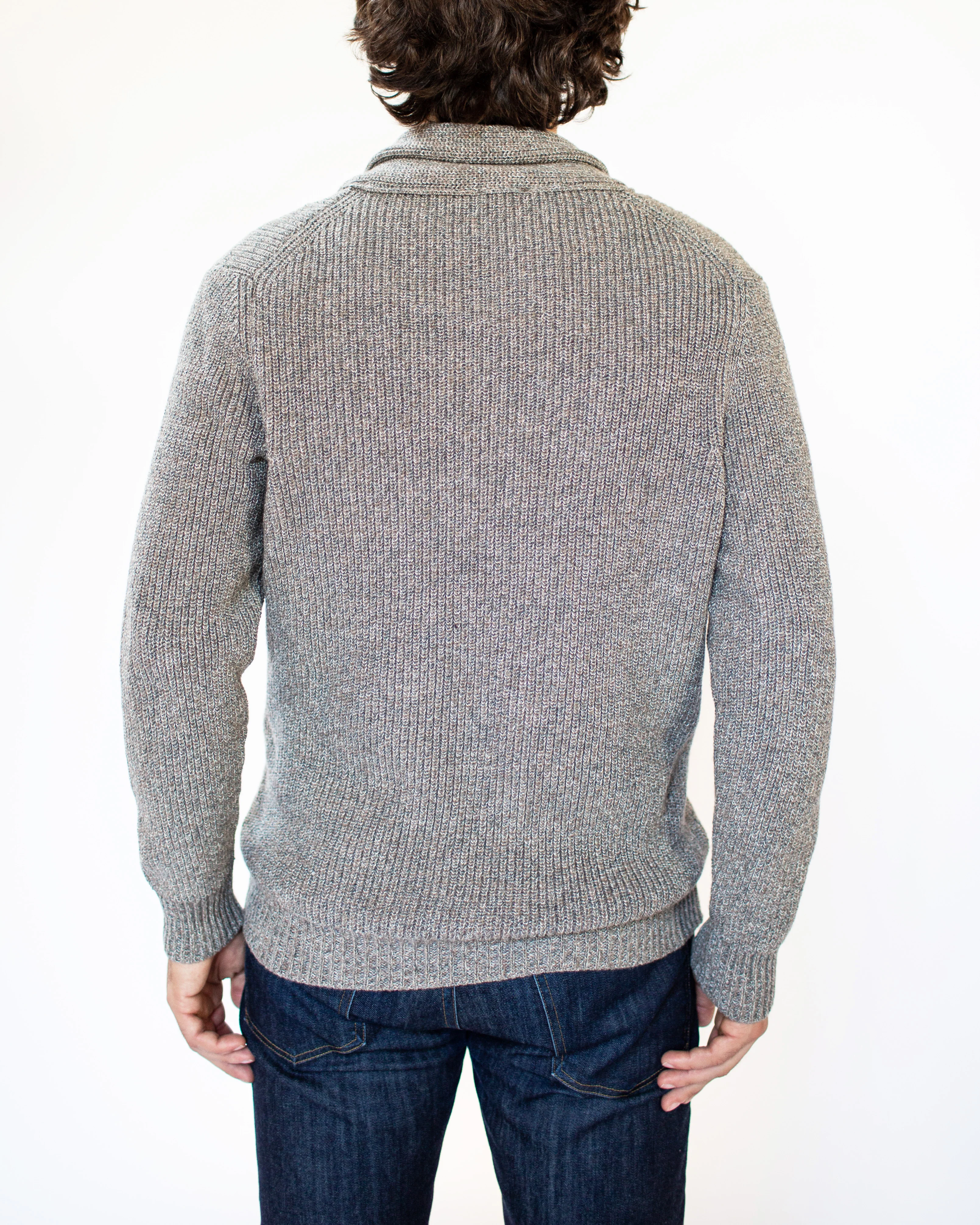 Knit Shawl Cardigan (Brown) - Image 5
