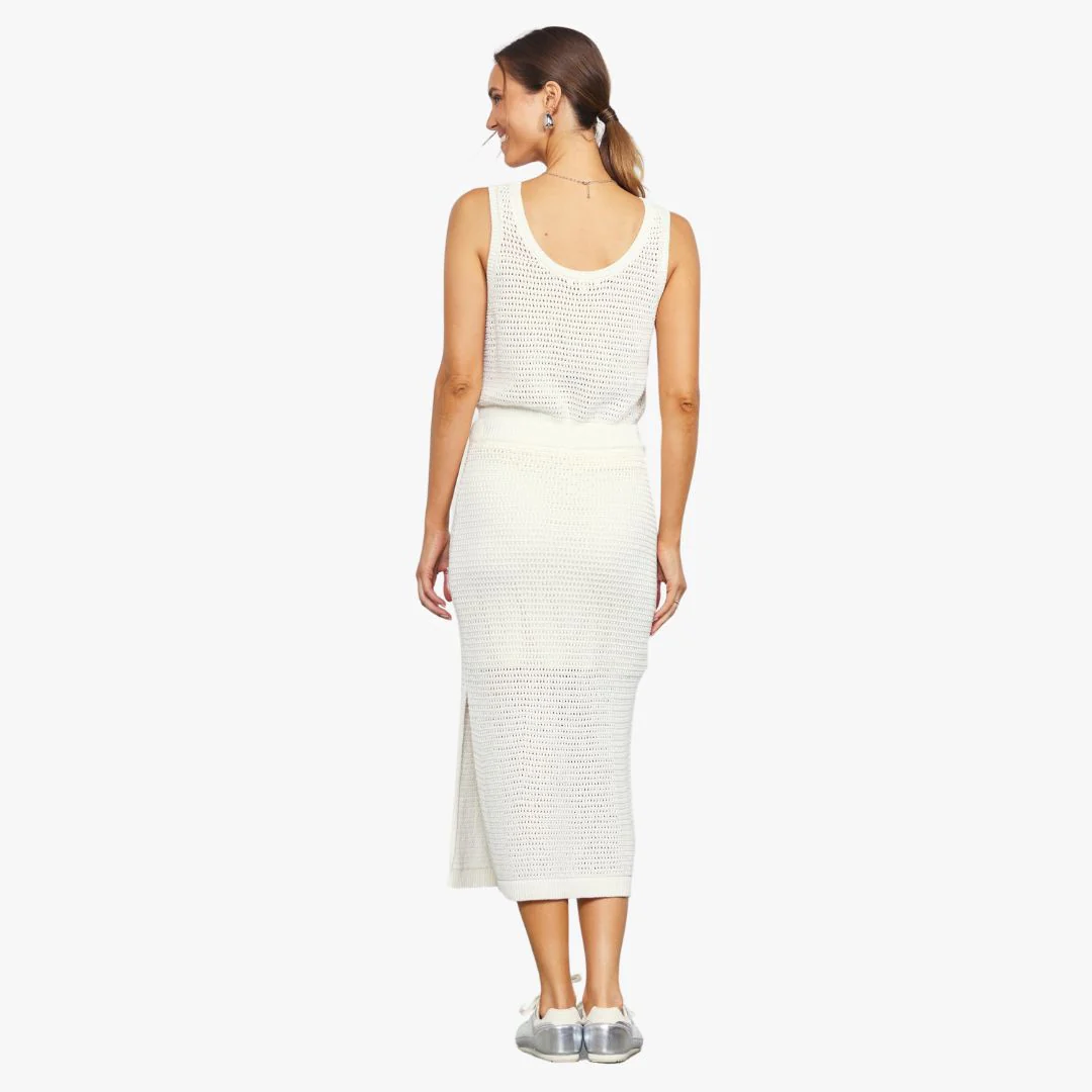 Knit Side Slit Skirt (Off White) - Image 2