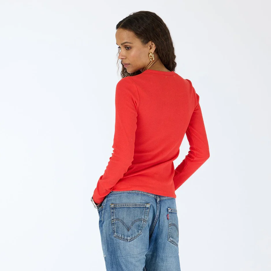 Long Sleeve Rib Tee (Red) - Image 3