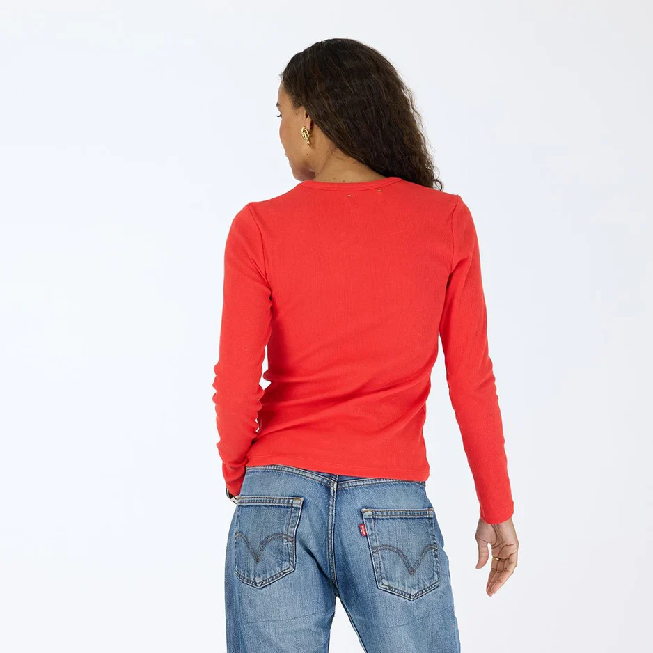Long Sleeve Rib Tee (Red) - Image 4