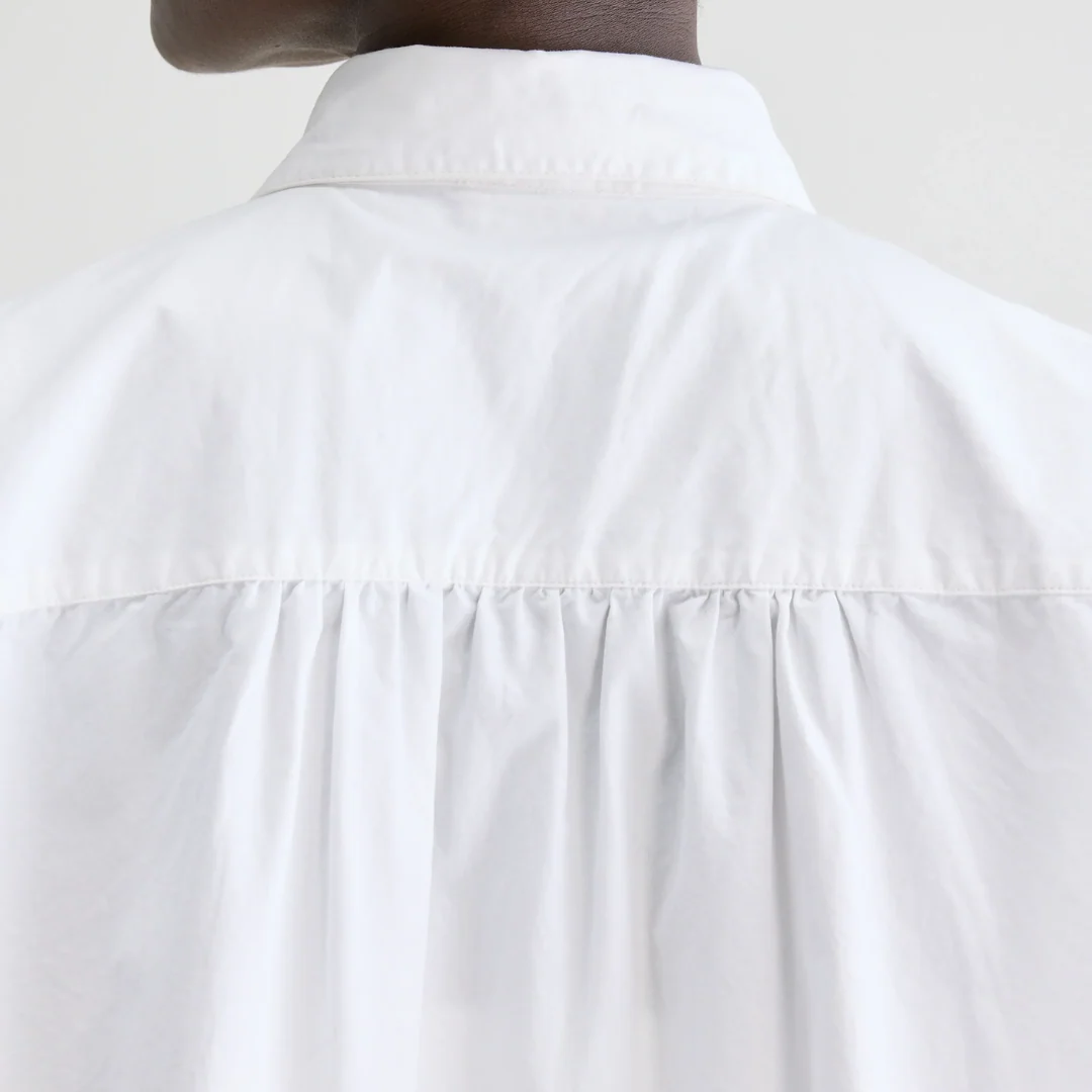 Kraft Cropped Poplin Shirt (White) - Image 3