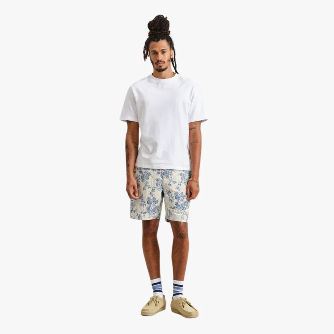 Kurt Short Floral Jacquard (Ecru + Blue)