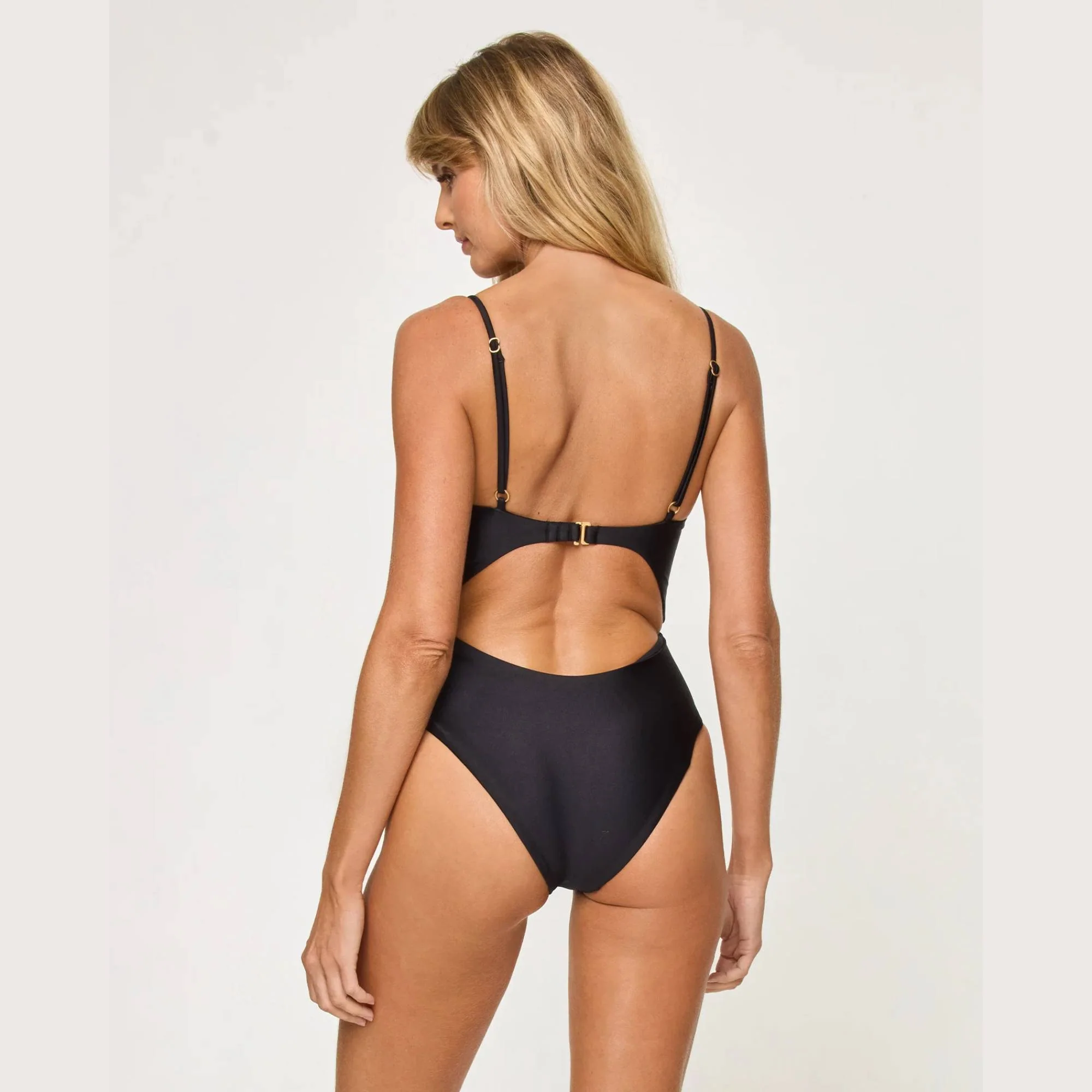 Kyslee One Piece Swimsuit (Black + Cream) - Image 3