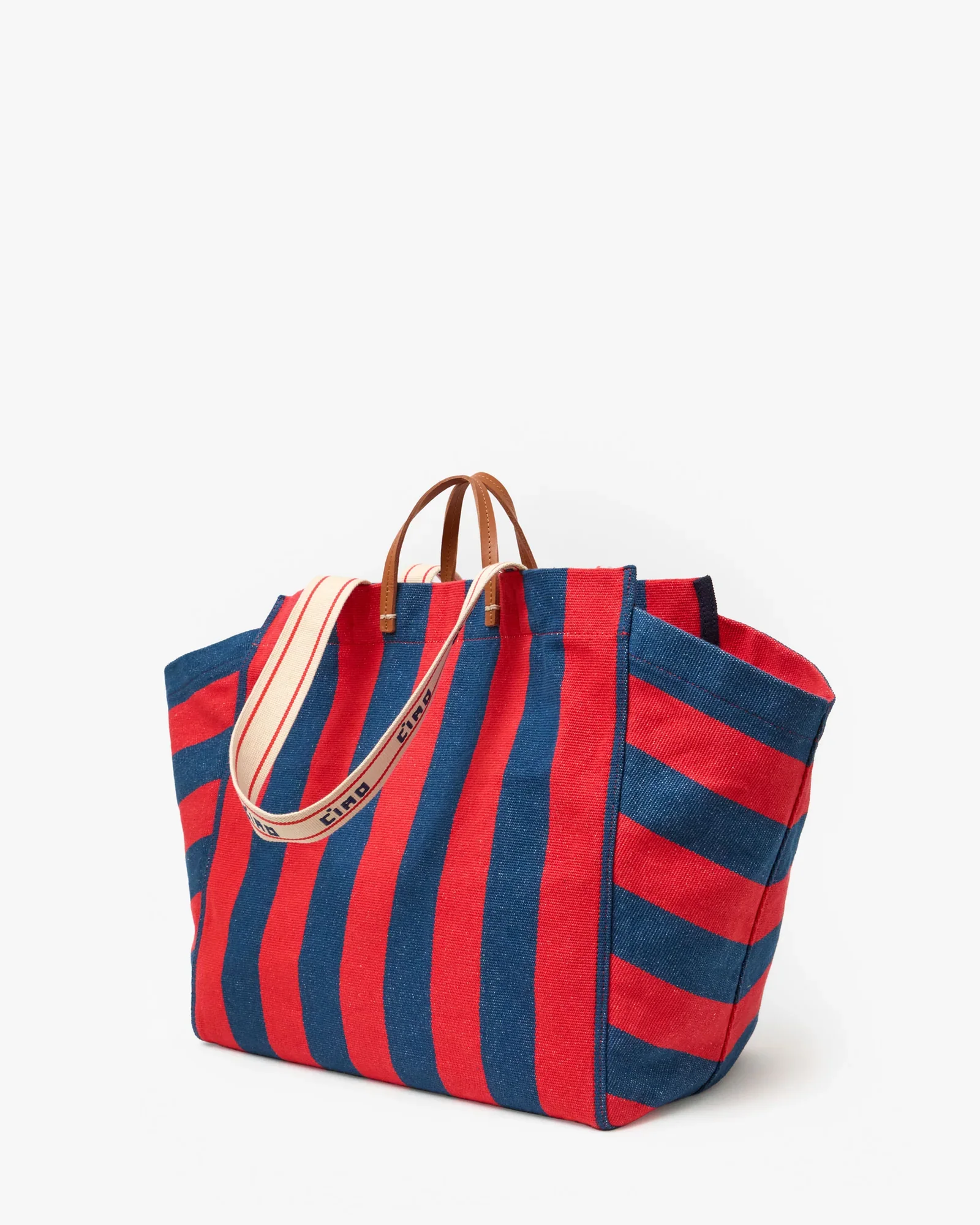 La Cote Canvas Stripe Tote (Poppy + French Blue) - Image 2