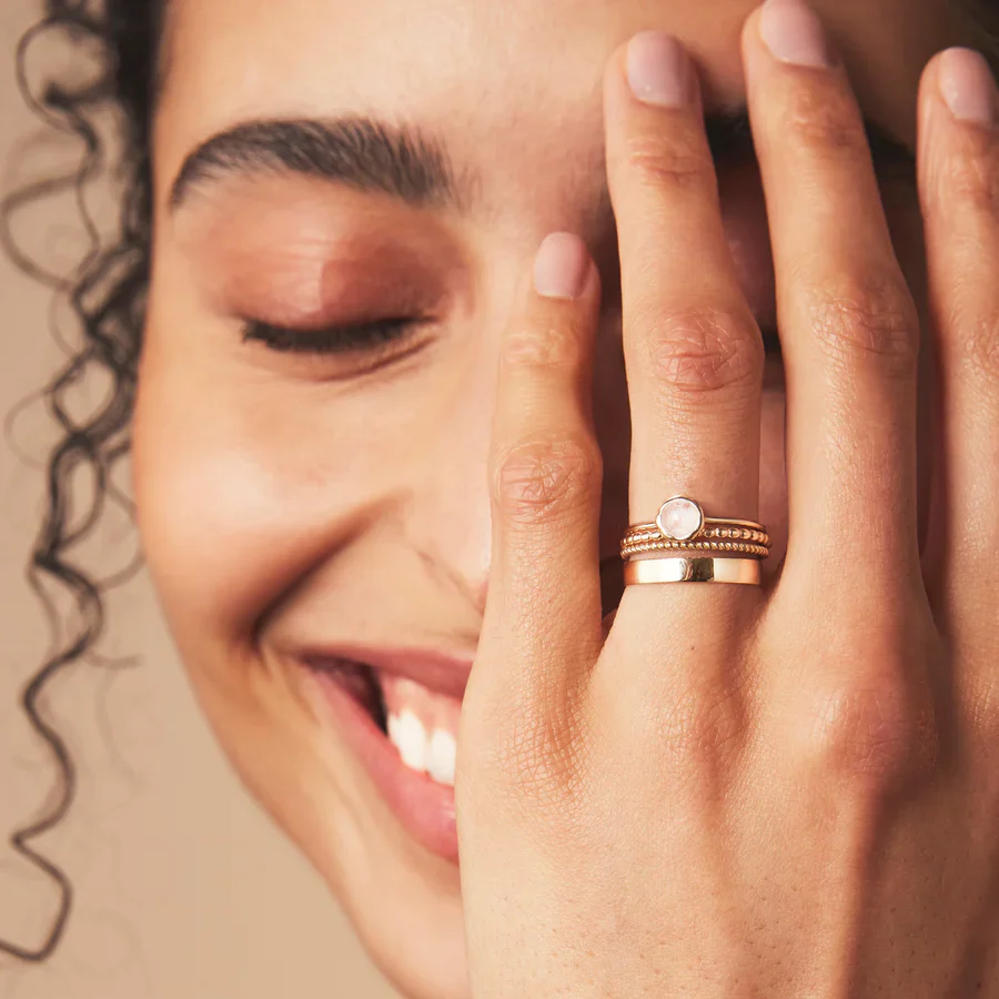 Moonstone Mini Mood Ring (10K Yellow Gold) - Image 2