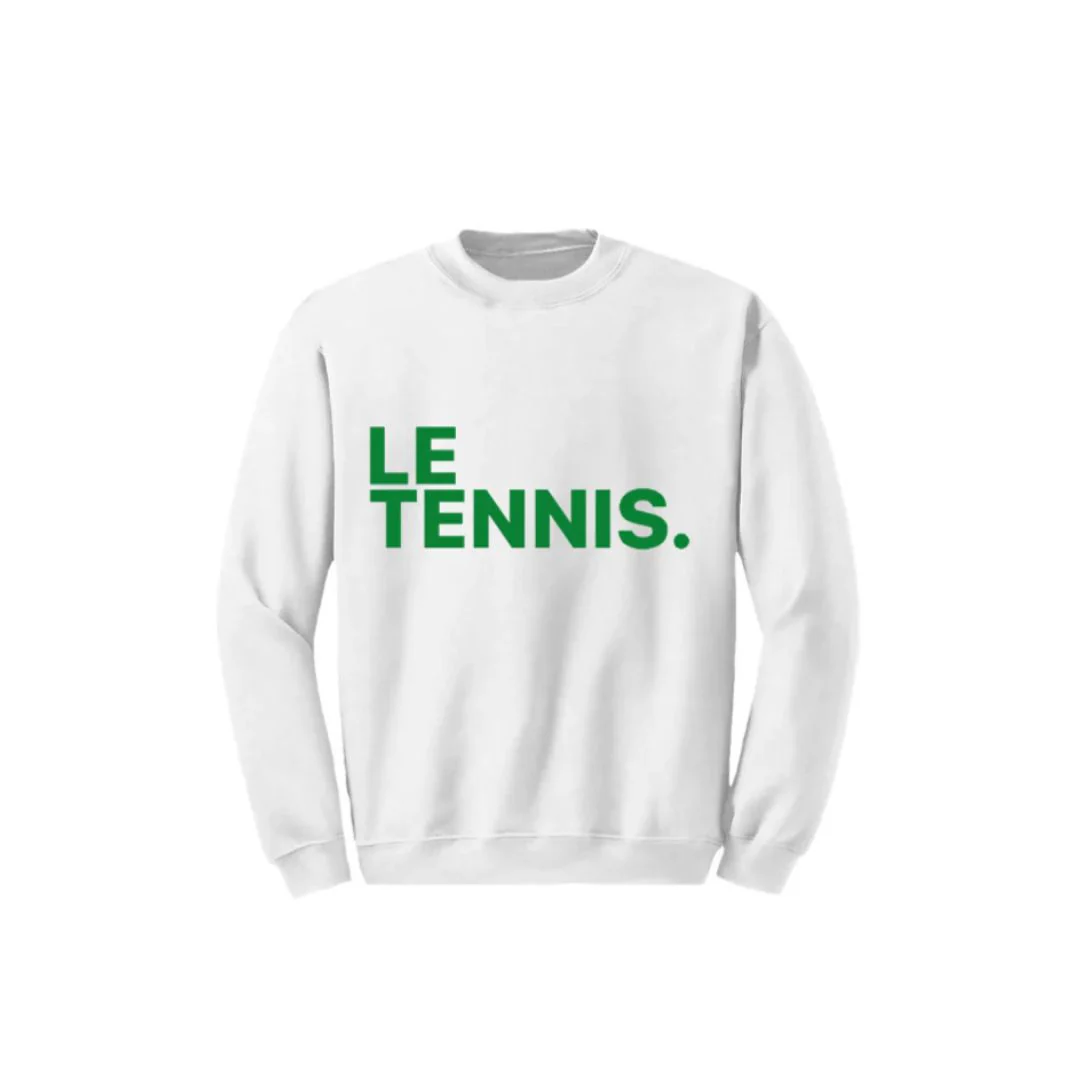 Le Tennis Sweatshirt (White + LRG Kelly Green Logo)