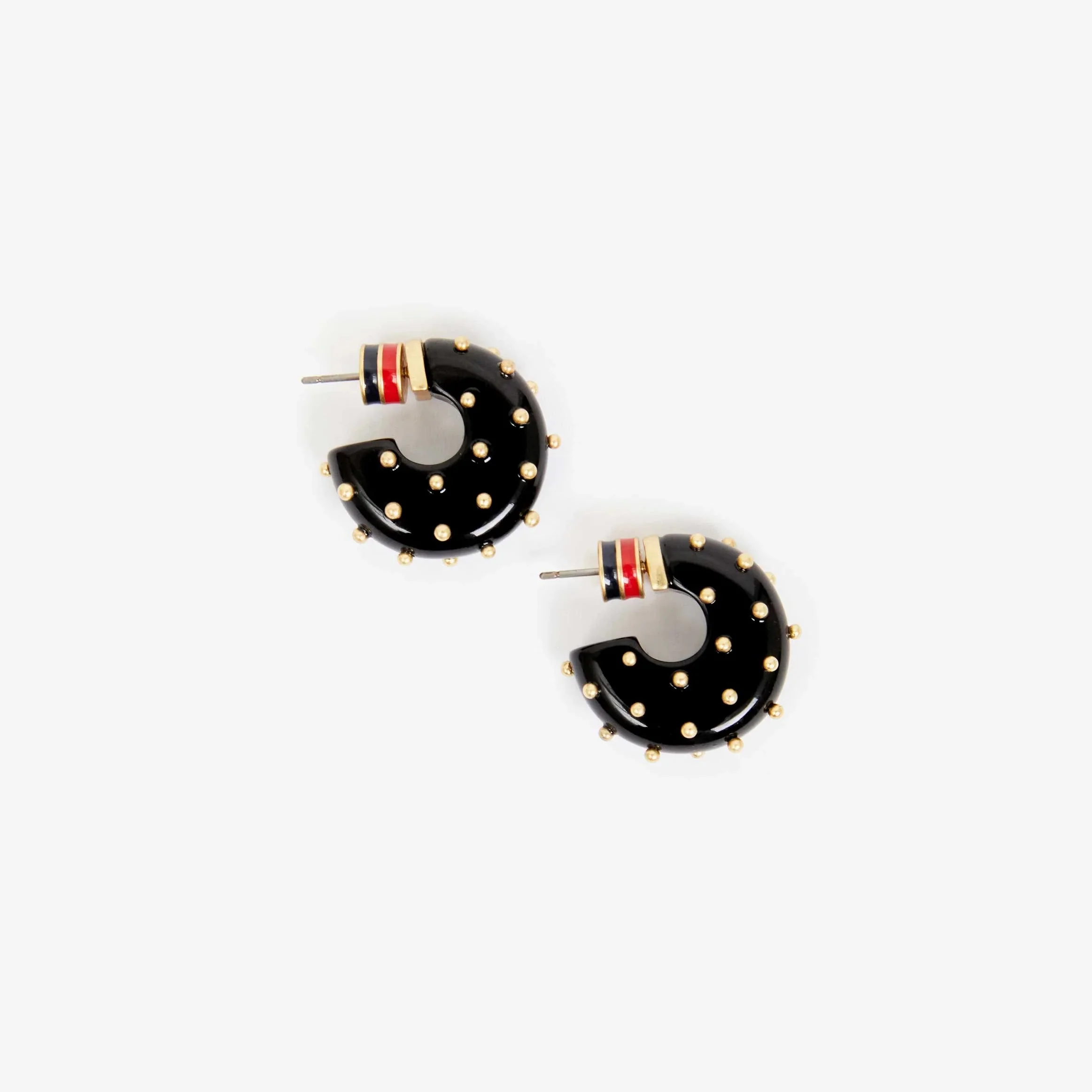 Le Hoop Earrings (Black Studded Resin)