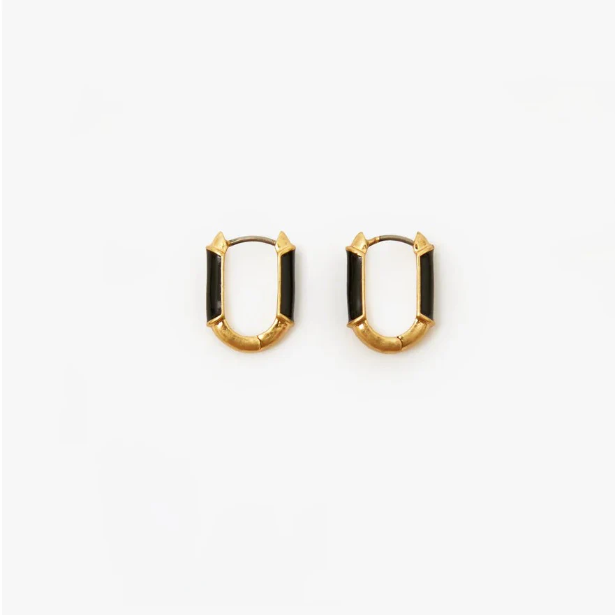Le Link Huggie Earrings (Vintage Gold + Black)