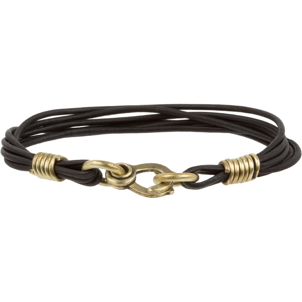 Leather Strand Bracelet (Brass + Black)
