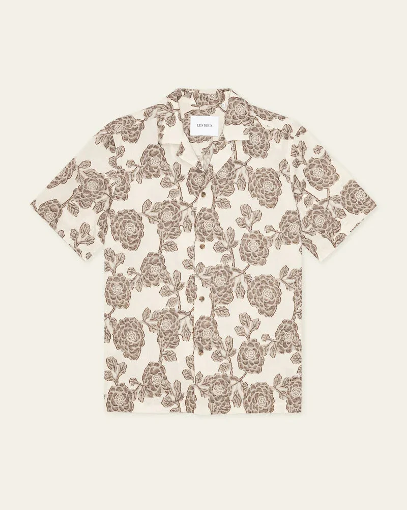 Lesley Flower Jacquard SS Shirt (Ivory)