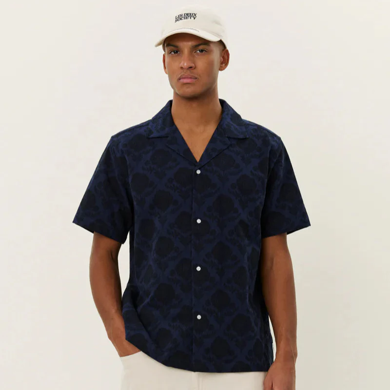Lesley Flower Tile AOP SS Shirt (Navy + Dark Navy) - Image 3