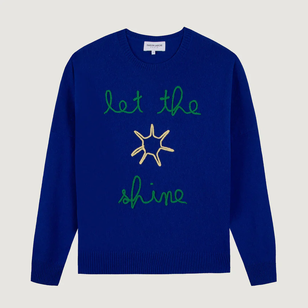 "Let The Sun Shine" Buzelin Cashmere Sweater (Royal Blue)
