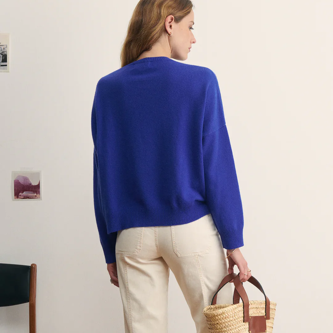 "Let The Sun Shine" Buzelin Cashmere Sweater (Royal Blue) - Image 3