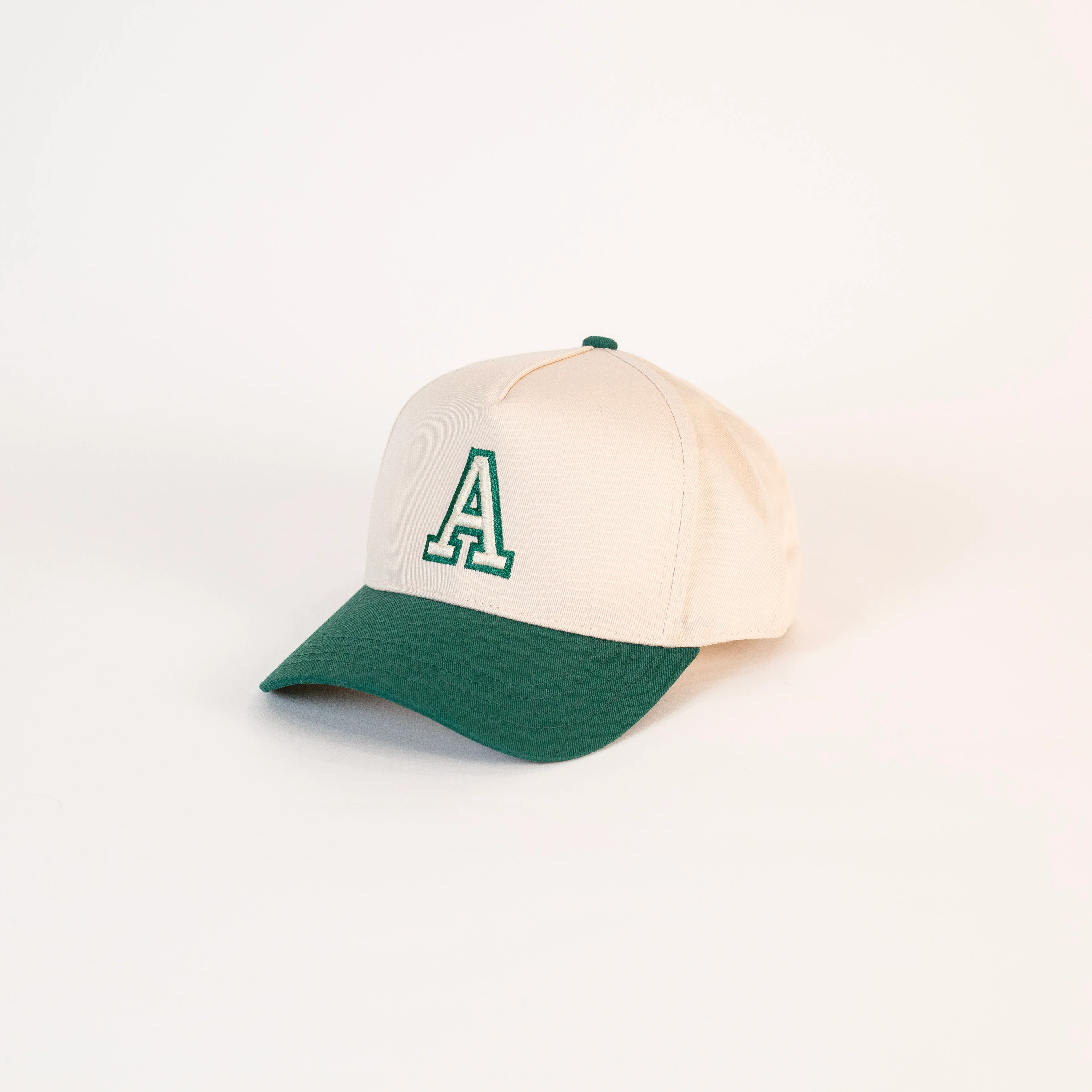 Letter Two-Tone Hat (Natural + Dark Green) - Image 3