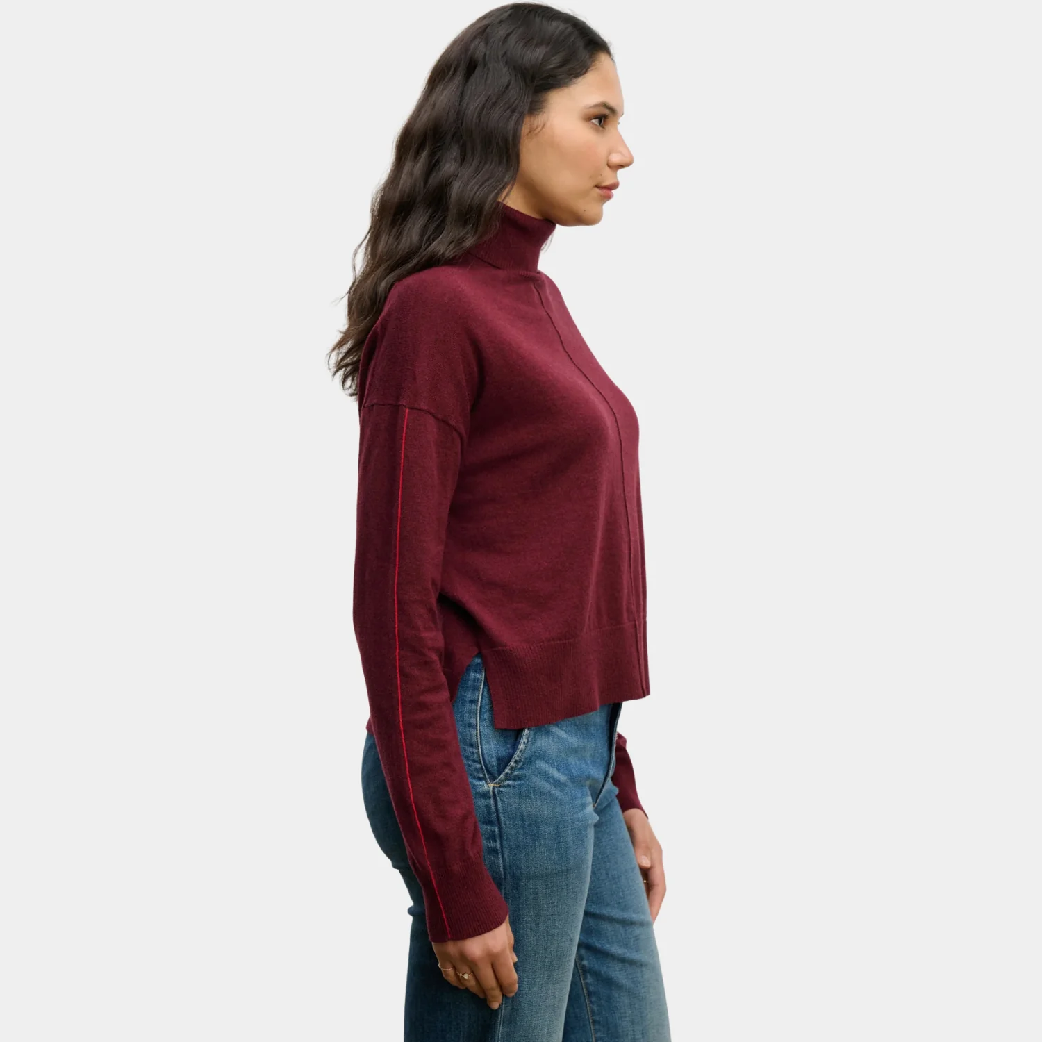 Libra Lux Cotton Cashmere Sweater (Syrah) - Image 2