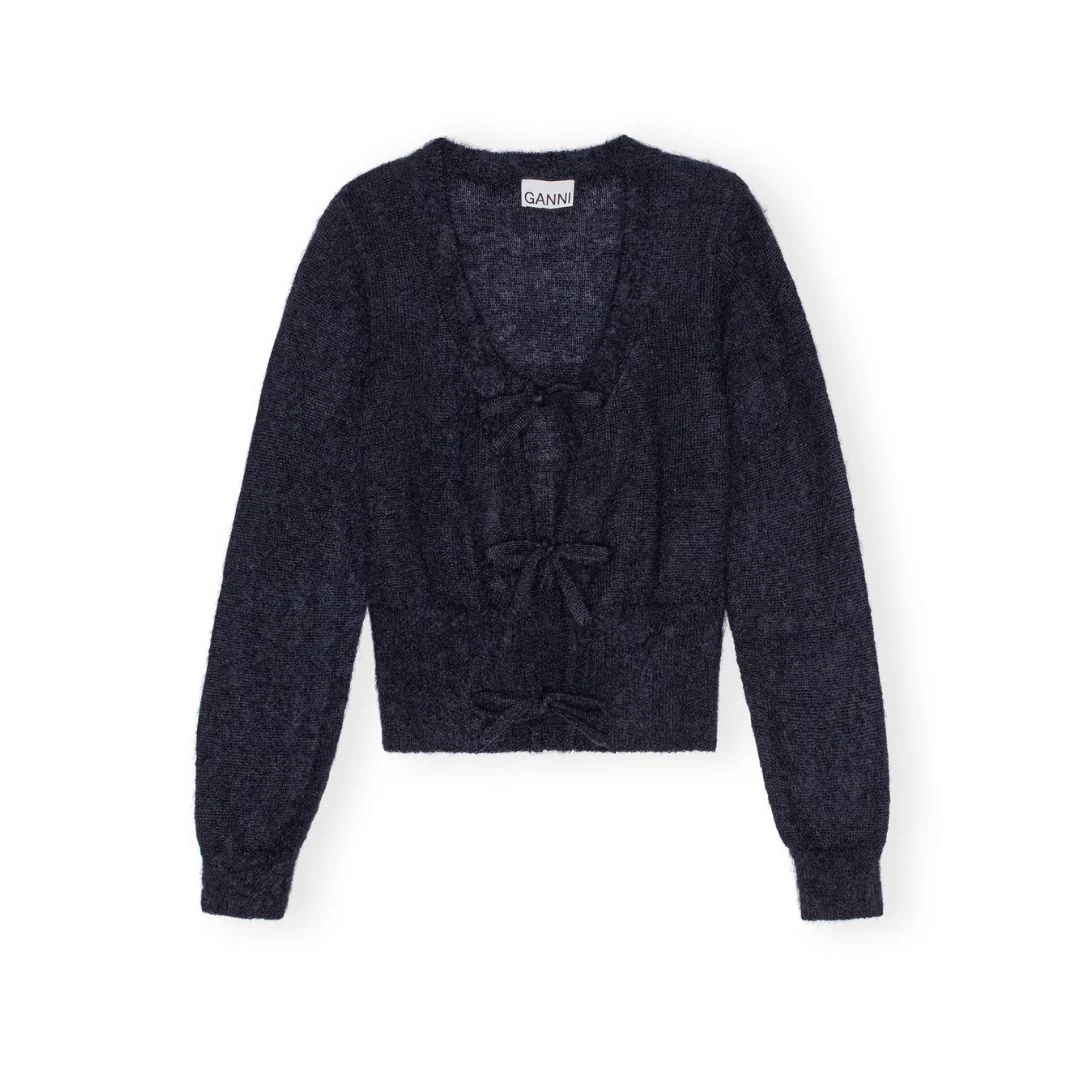 Light Mohair Tie String Cardigan (Sky Captain) - Image 2