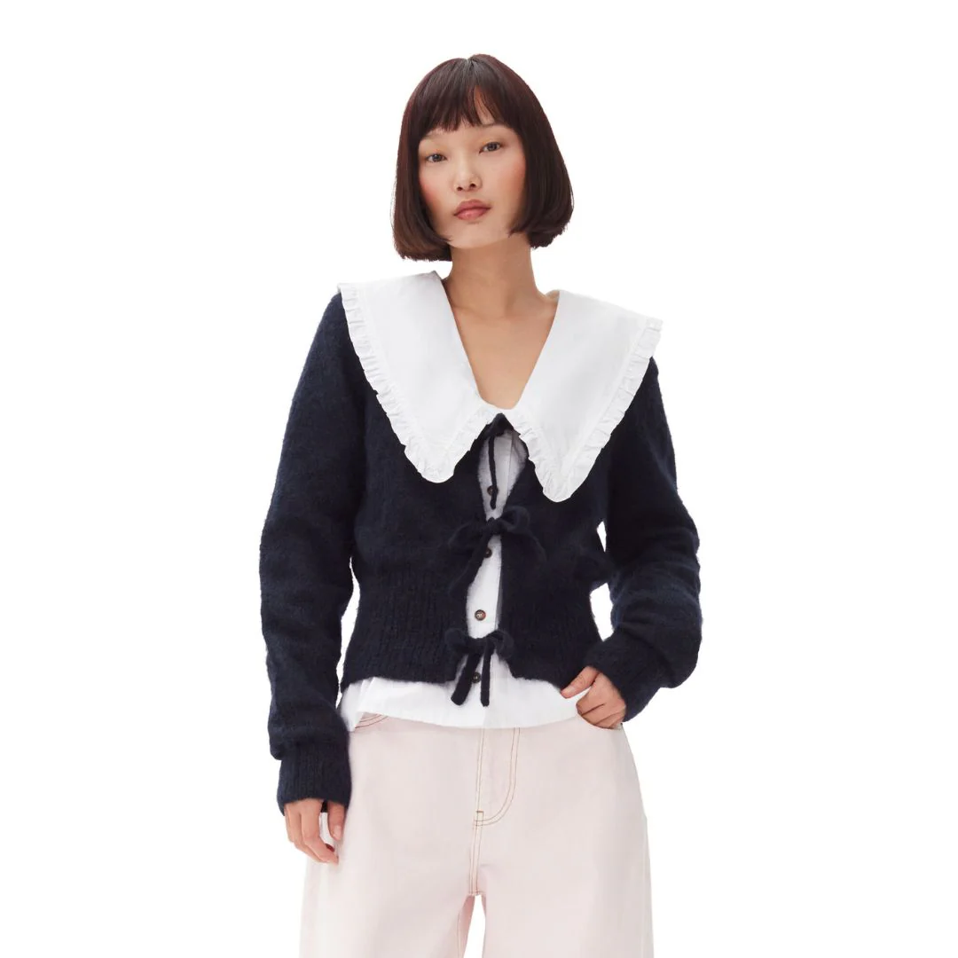 Light Mohair Tie String Cardigan (Sky Captain) - Image 4