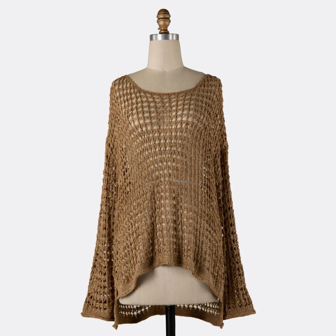 Lightweight Cover-Up Crochet Top (Taupe)
