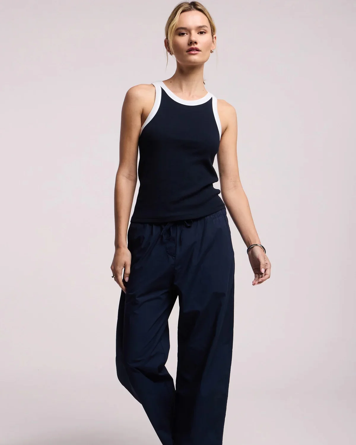 Lindy Modal Rib Top (Navy + White) - Image 5