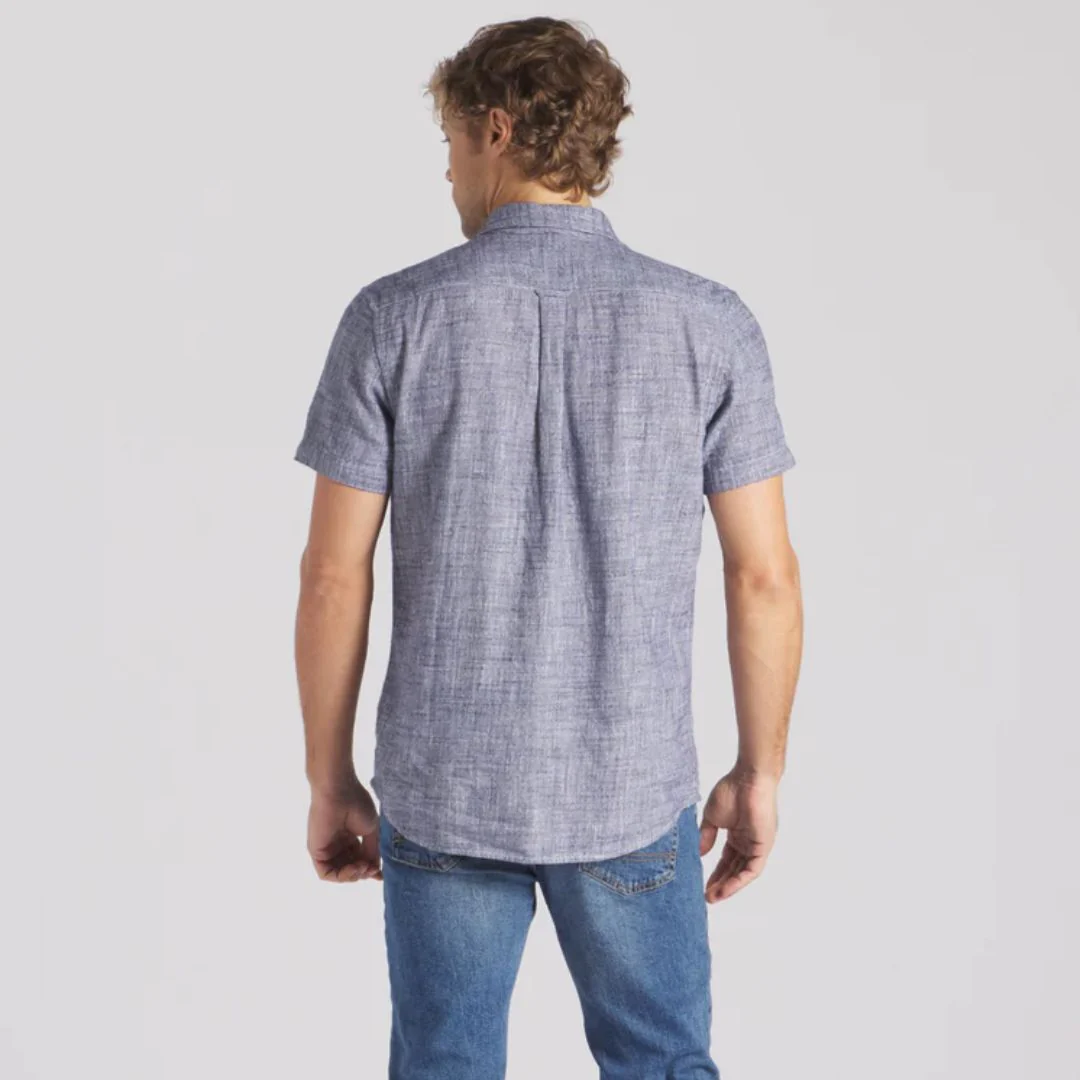 Linear Slub Twill Shirt (Navy + Cream) - Image 2