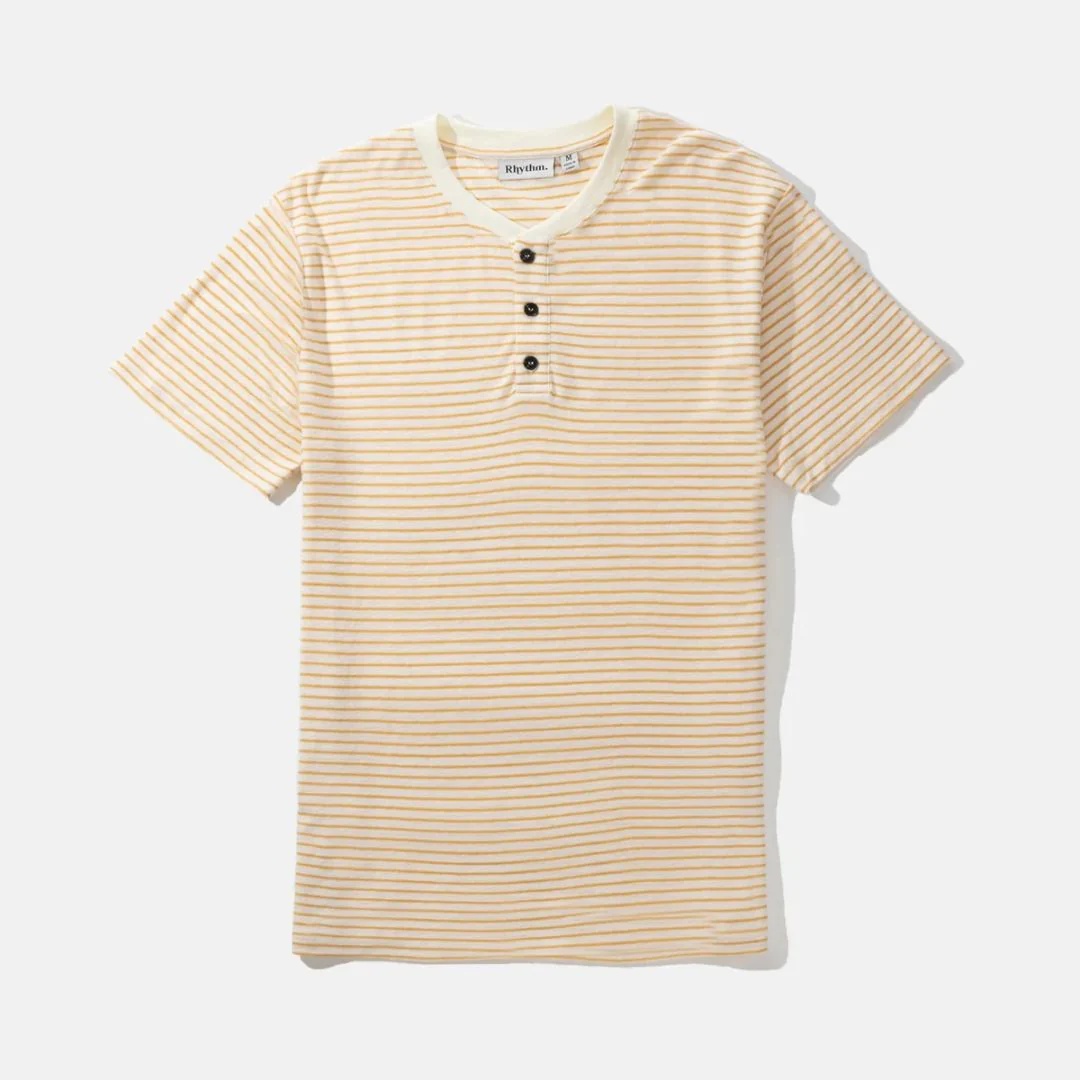 Linen Stripe Henley T-Shirt (Natural)