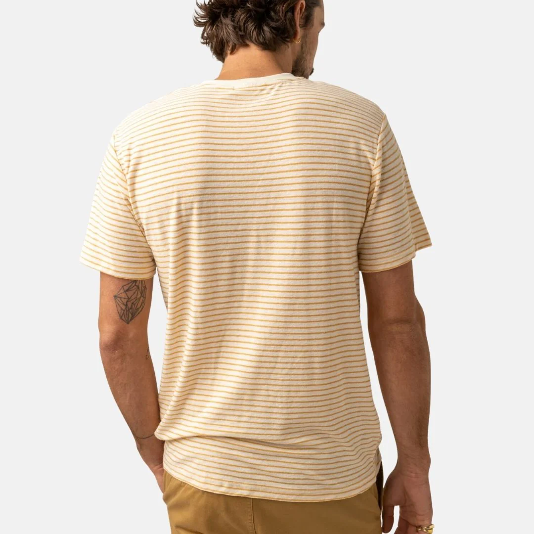 Linen Stripe Henley T-Shirt (Natural) - Image 4