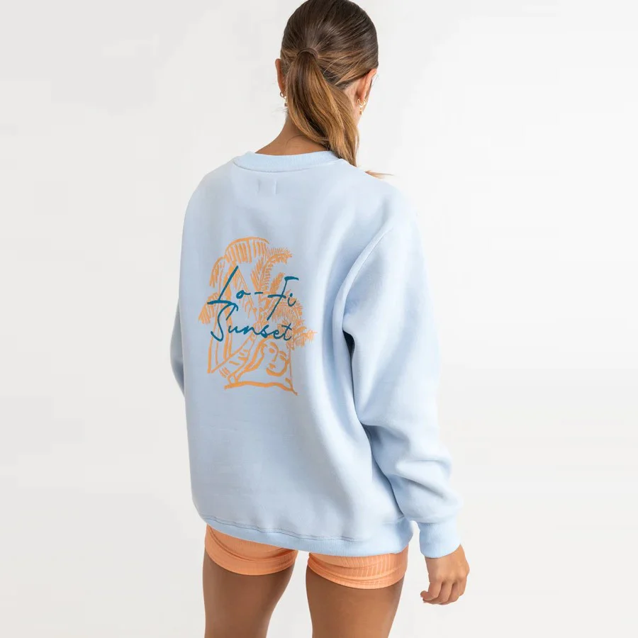 Lo Fi Sunset Crew Neck Fleece (Blue Smoke) - Image 2